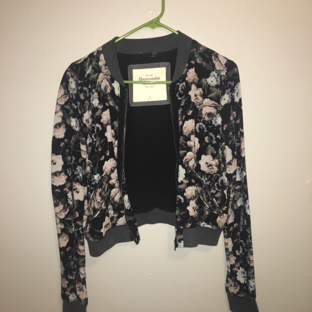Floral zip up sweater